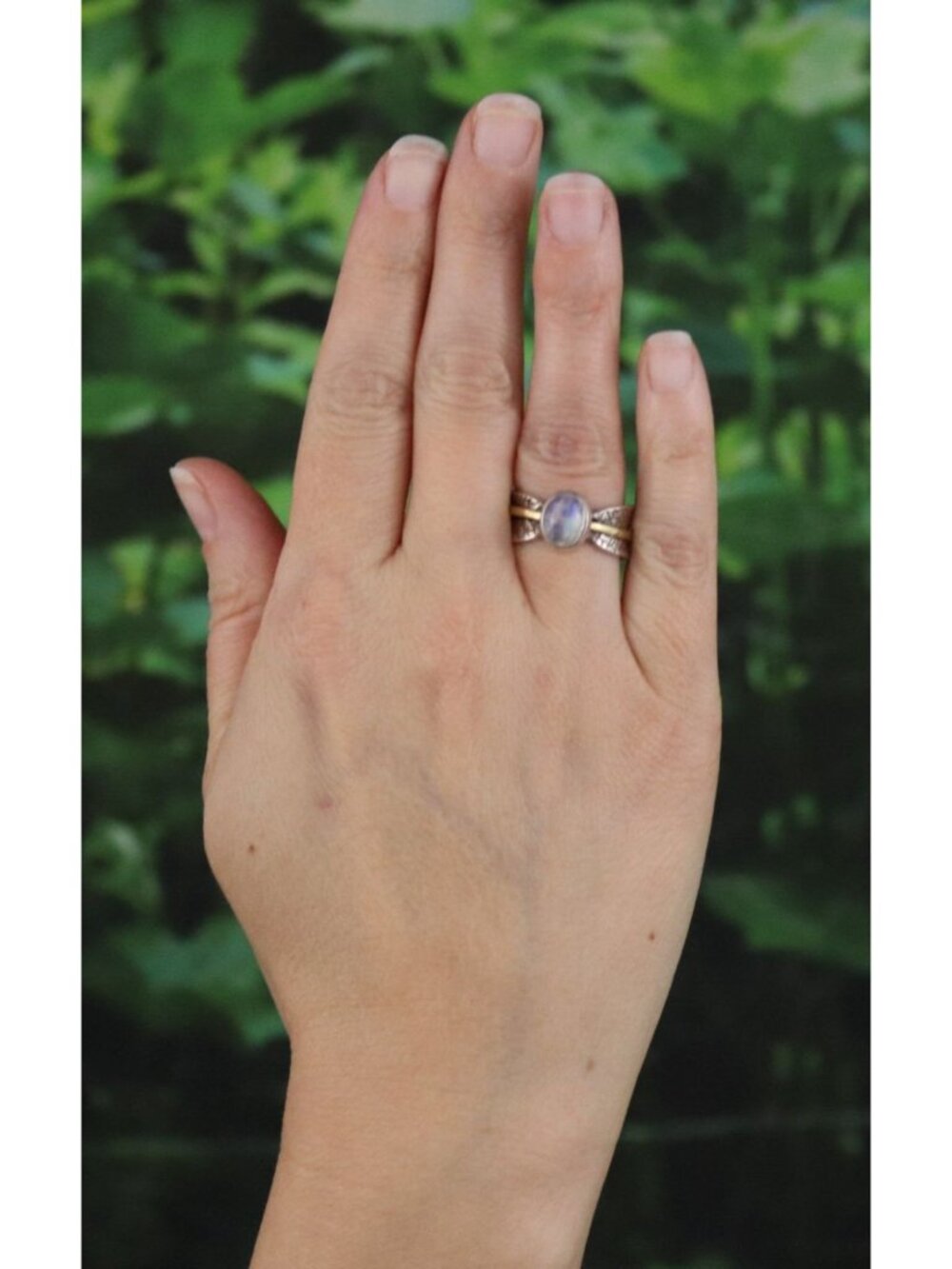 Sterling Silver Rainbow Moonstone Ring Size 5 Woman Teen Child Pinky - Picture 3 of 7